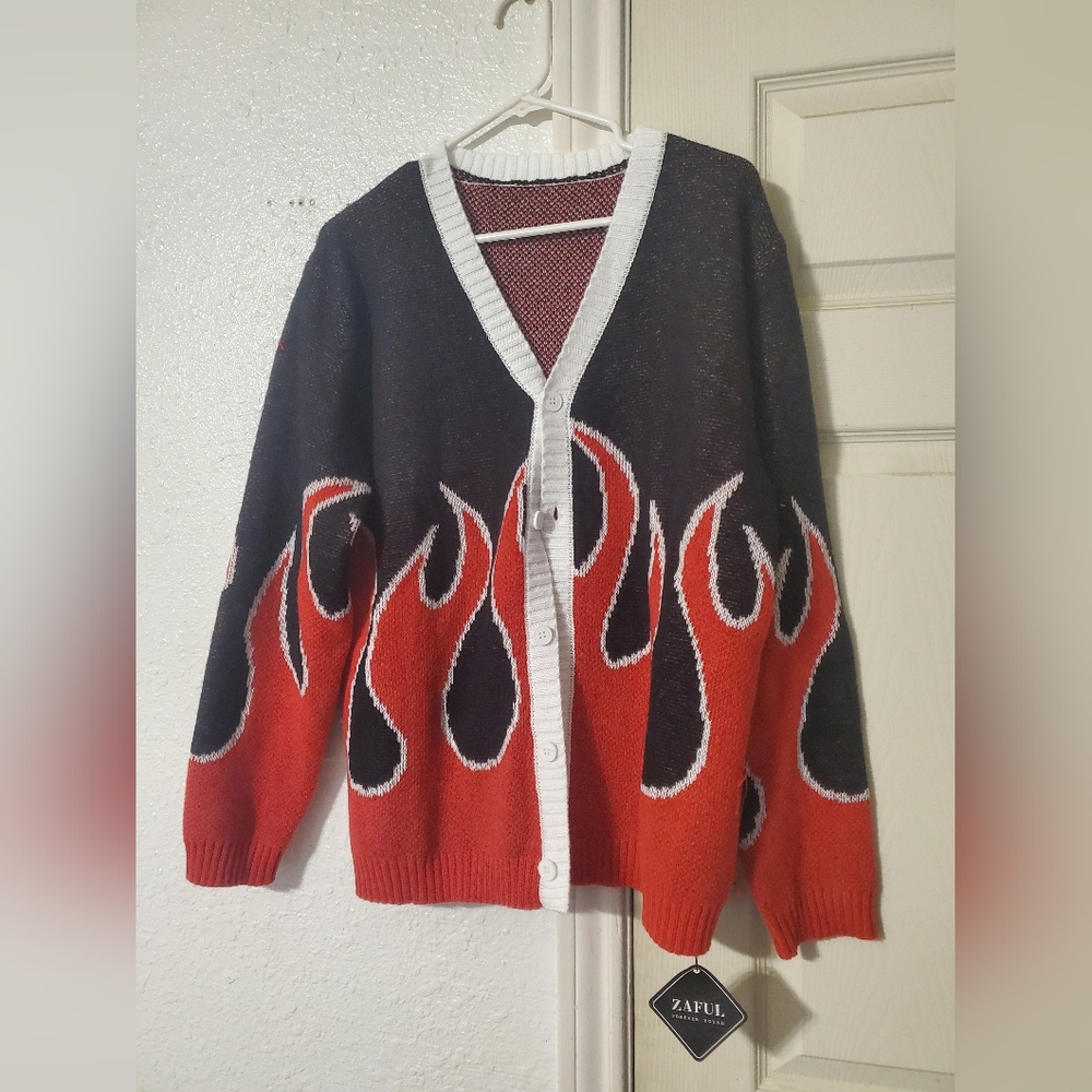 Red and Black Flame Cardigan